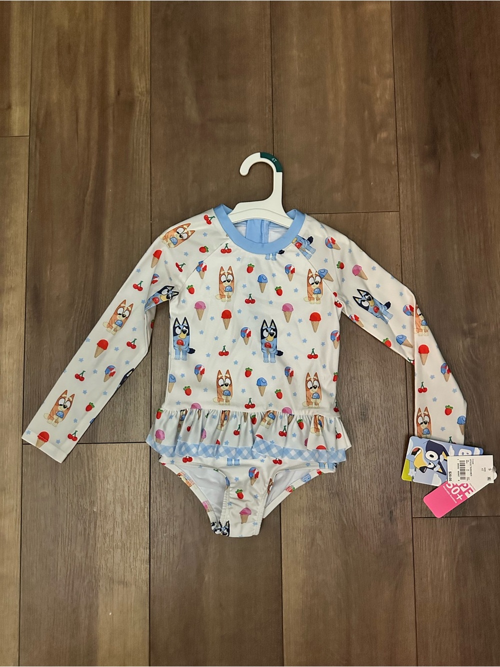 Bluey  Long-Sleeve Kids Swim One-Piece with Ruffle